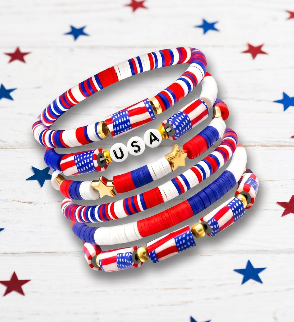 3-7pc 4th of July Outfits Bracelets