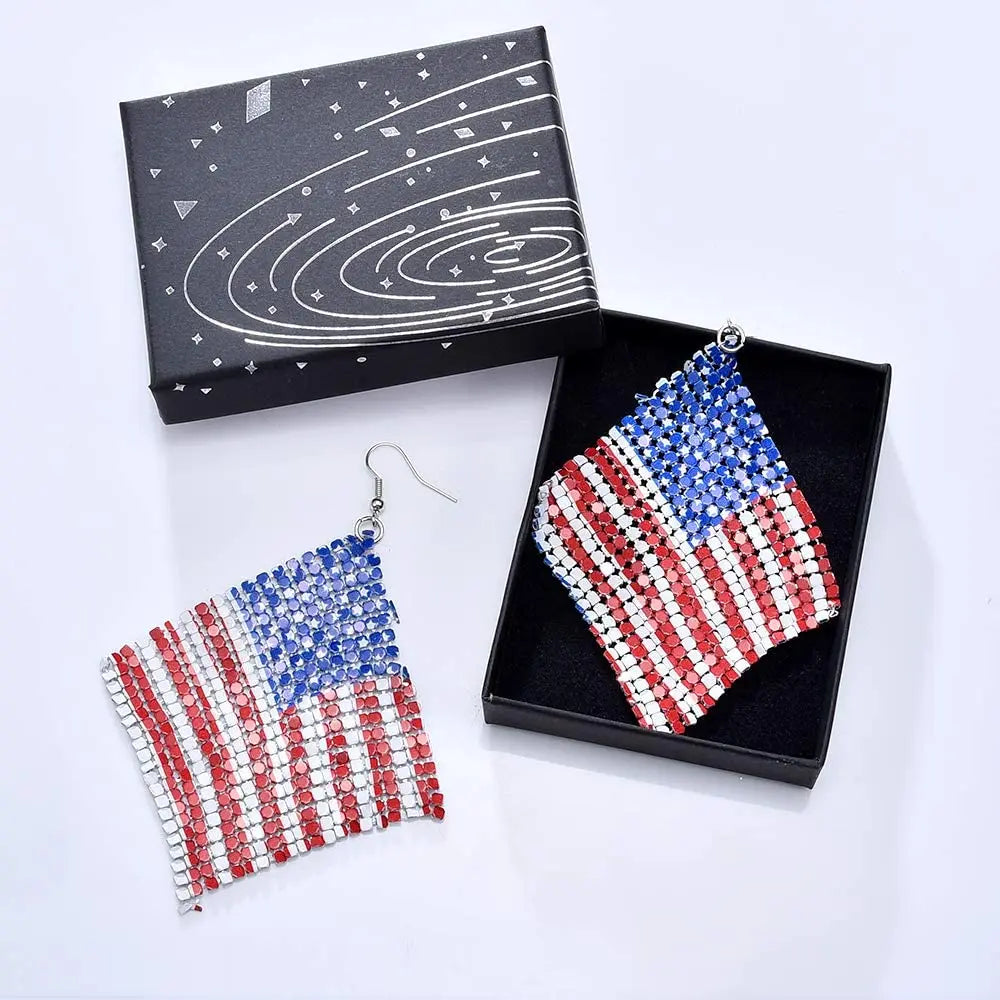 4th Of July American Flag Earrings