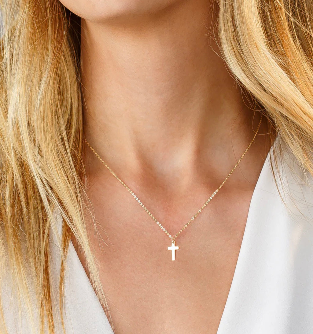 Women's cross necklace 14K gold-plated