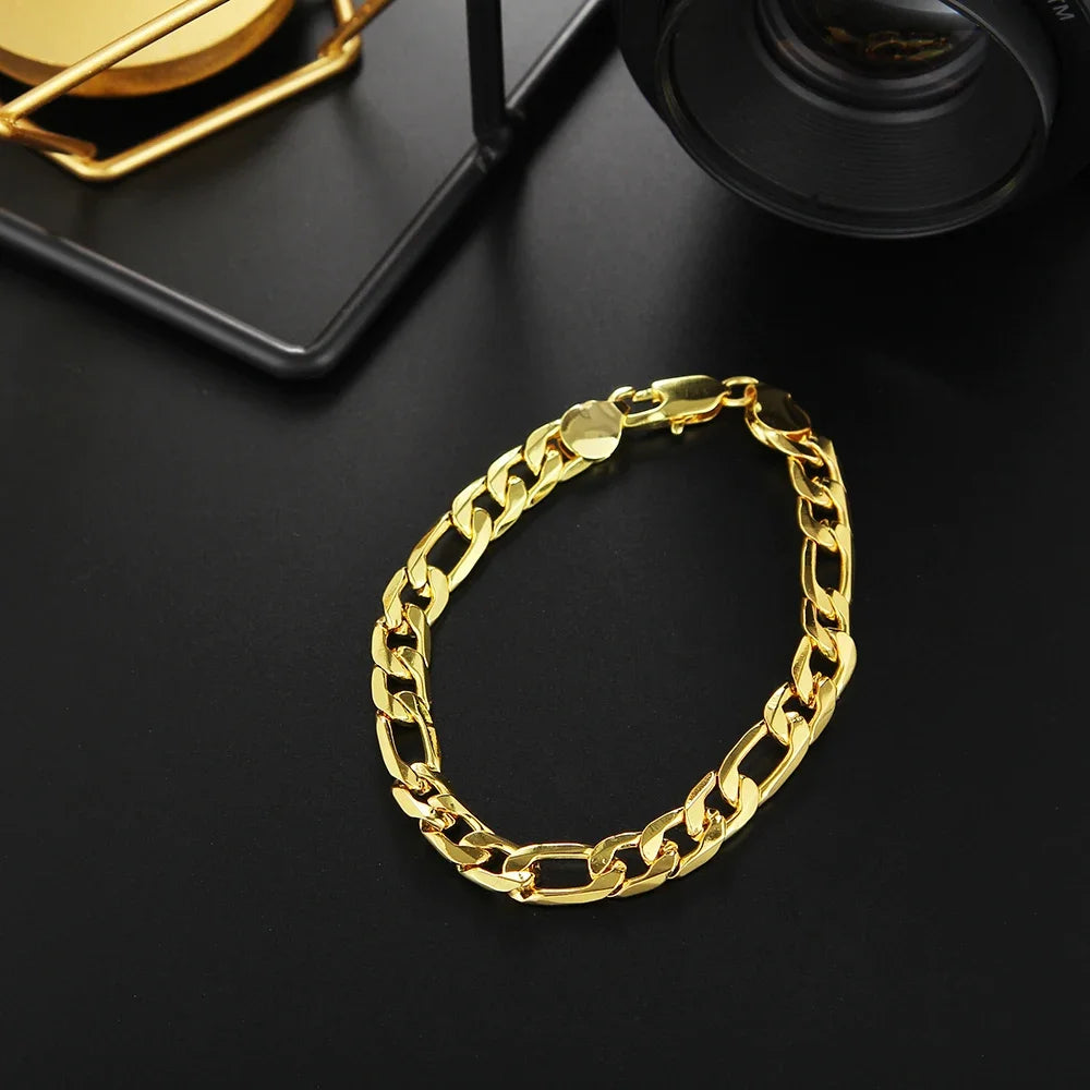 18k Gold 8mm Geometry Chain Bracelet
