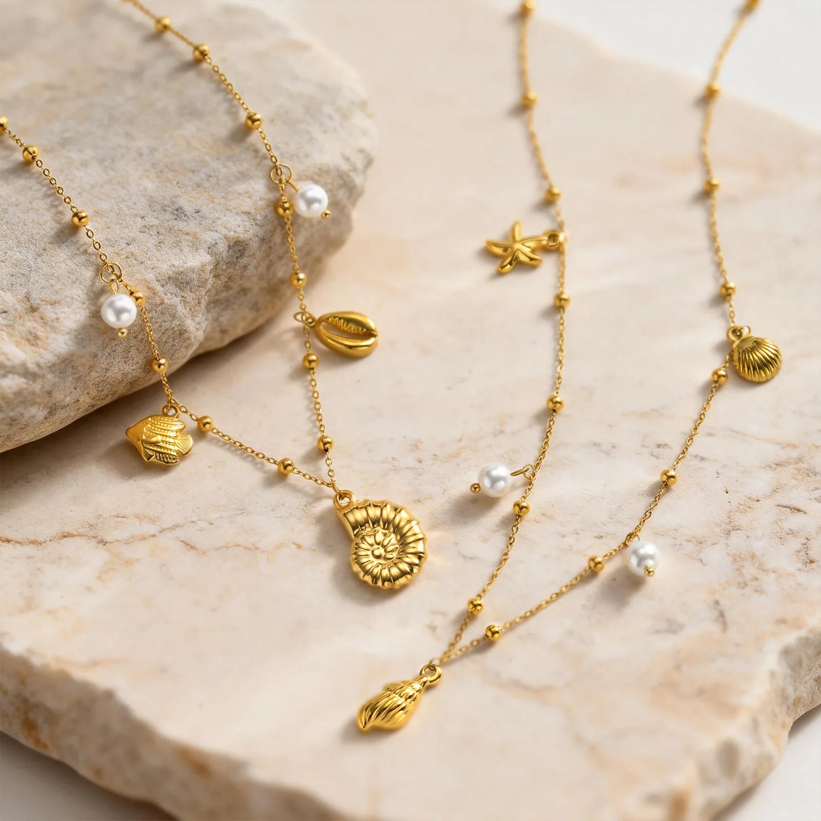 Gold Stainless Steel Beach Necklaces