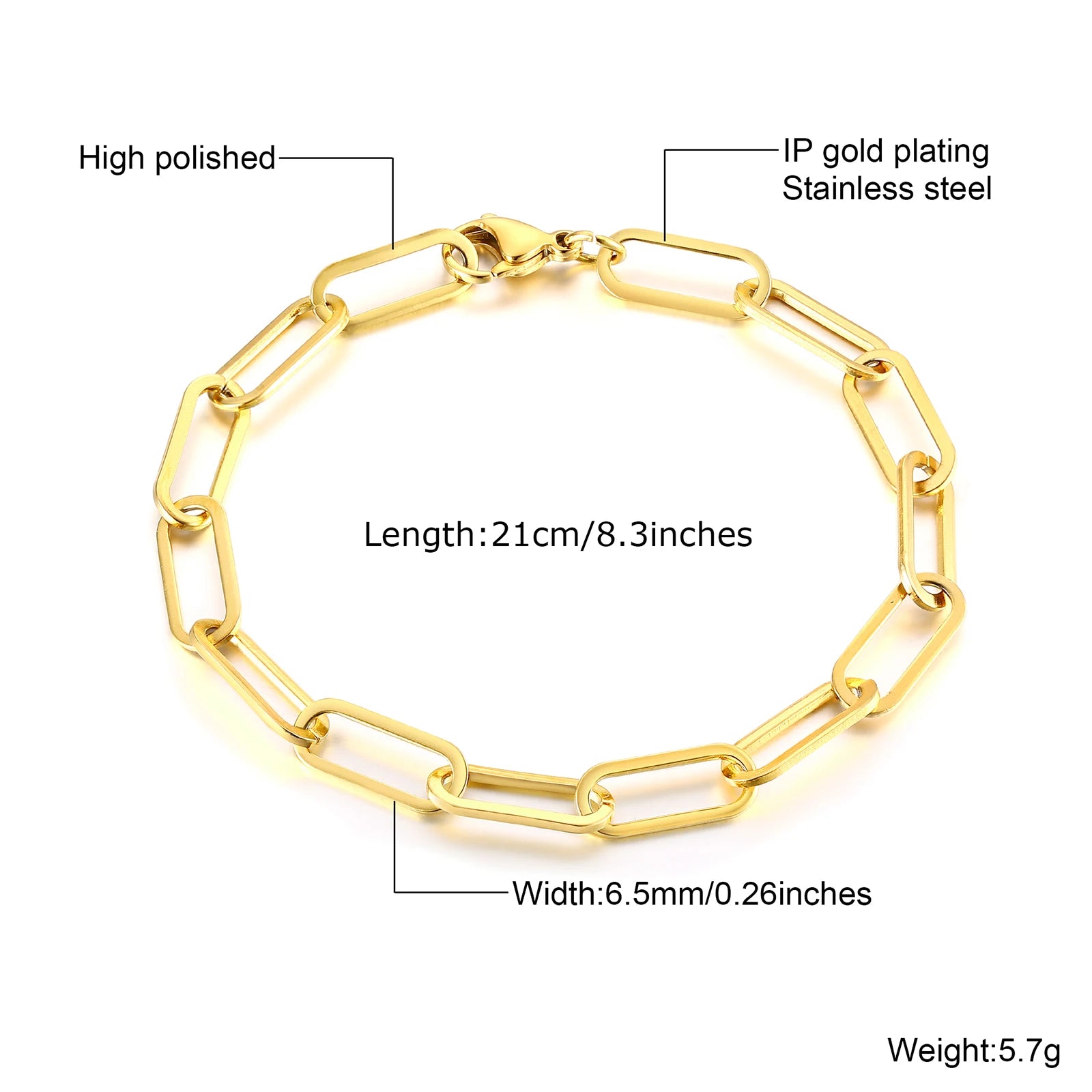 Stainless Steel Paperclip Chain Bracelet