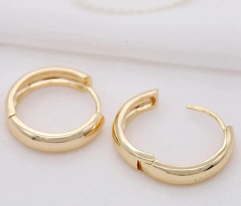 Gold Plated Round Hoop Earrings For Women