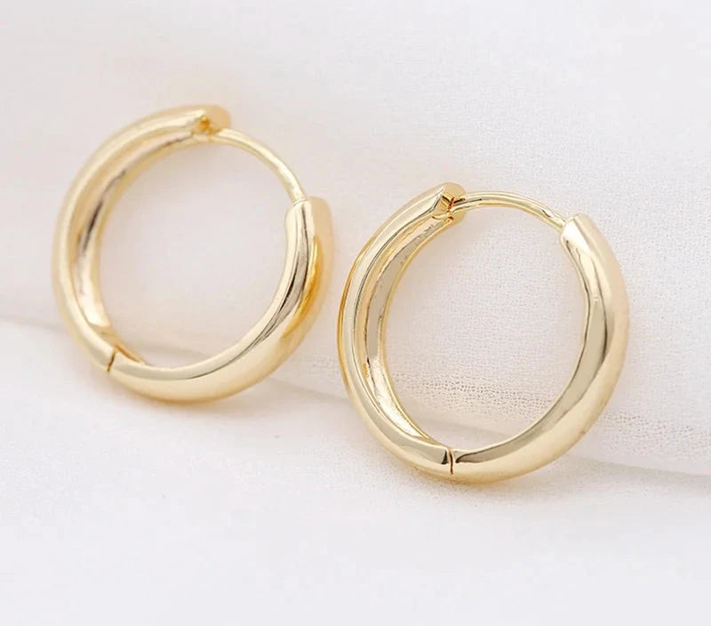 Gold Plated Round Hoop Earrings For Women
