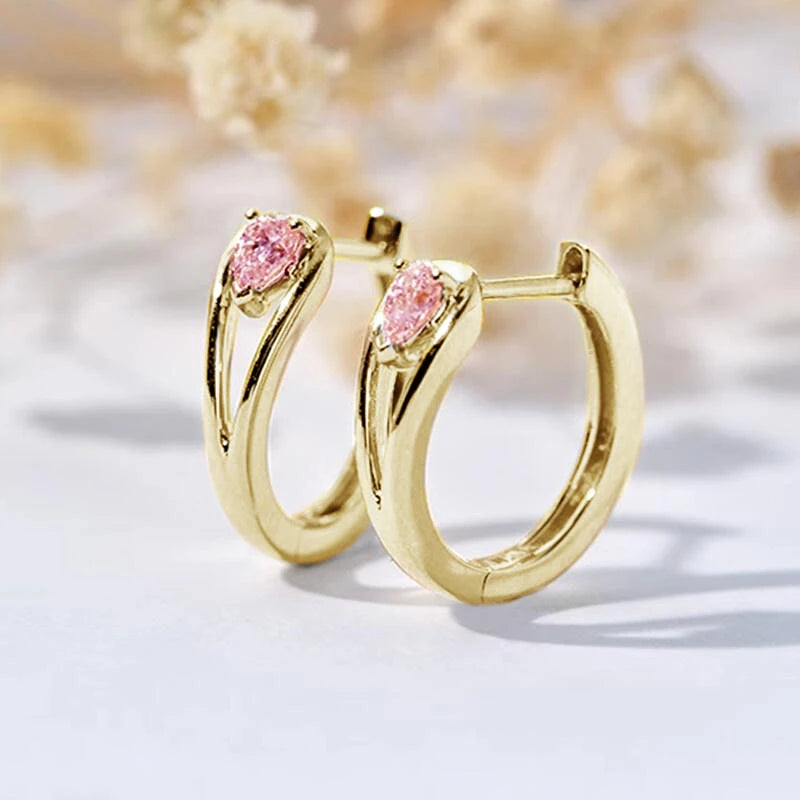 Women’s Hoop Earrings With Waterdrop Stone