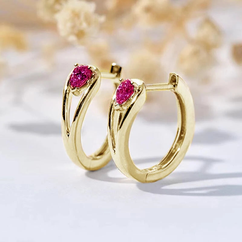 Women’s Hoop Earrings With Waterdrop Stone
