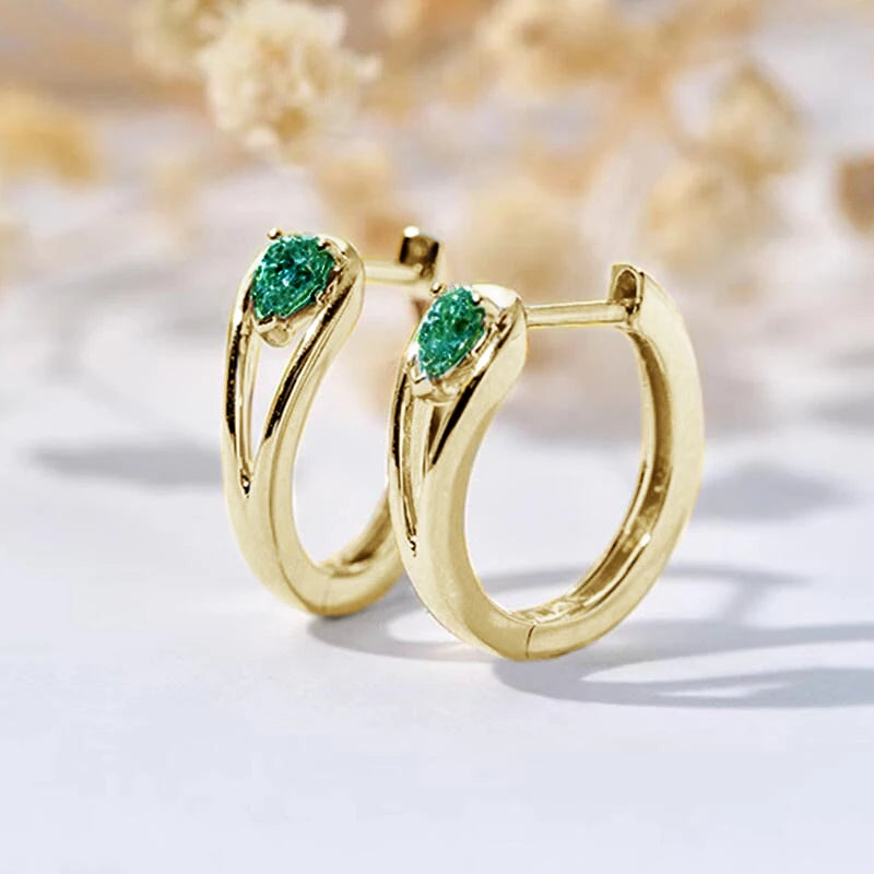 Women’s Hoop Earrings With Waterdrop Stone