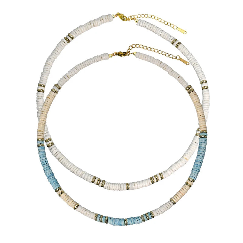 Shell Discs Beaded Short Necklace
