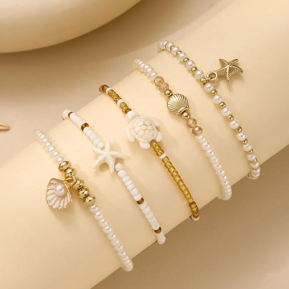 Ocean Pearl Beaded Layered Bracelets