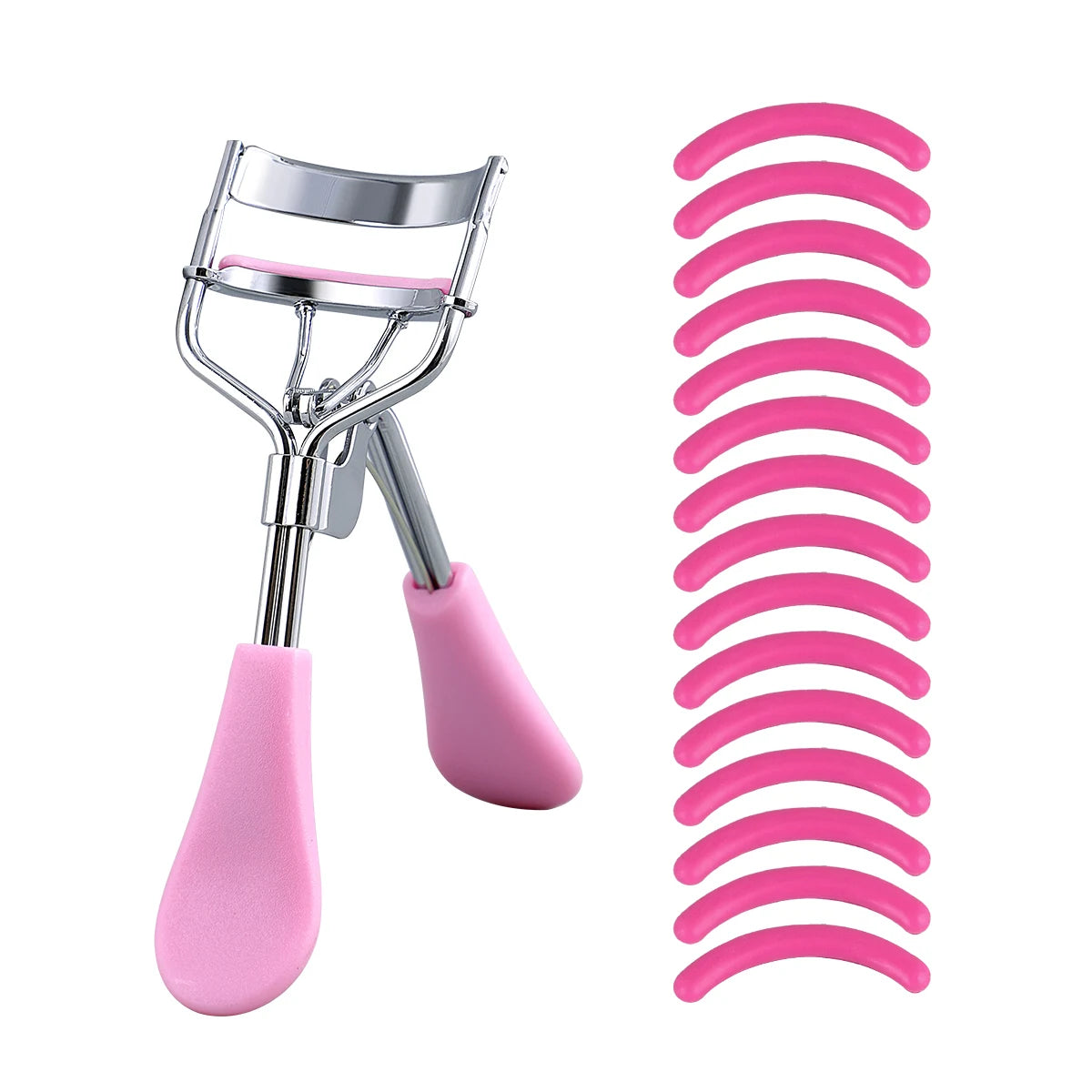 Portable Eyelash Curler with 15 Silicone Pads and Stainless Steel