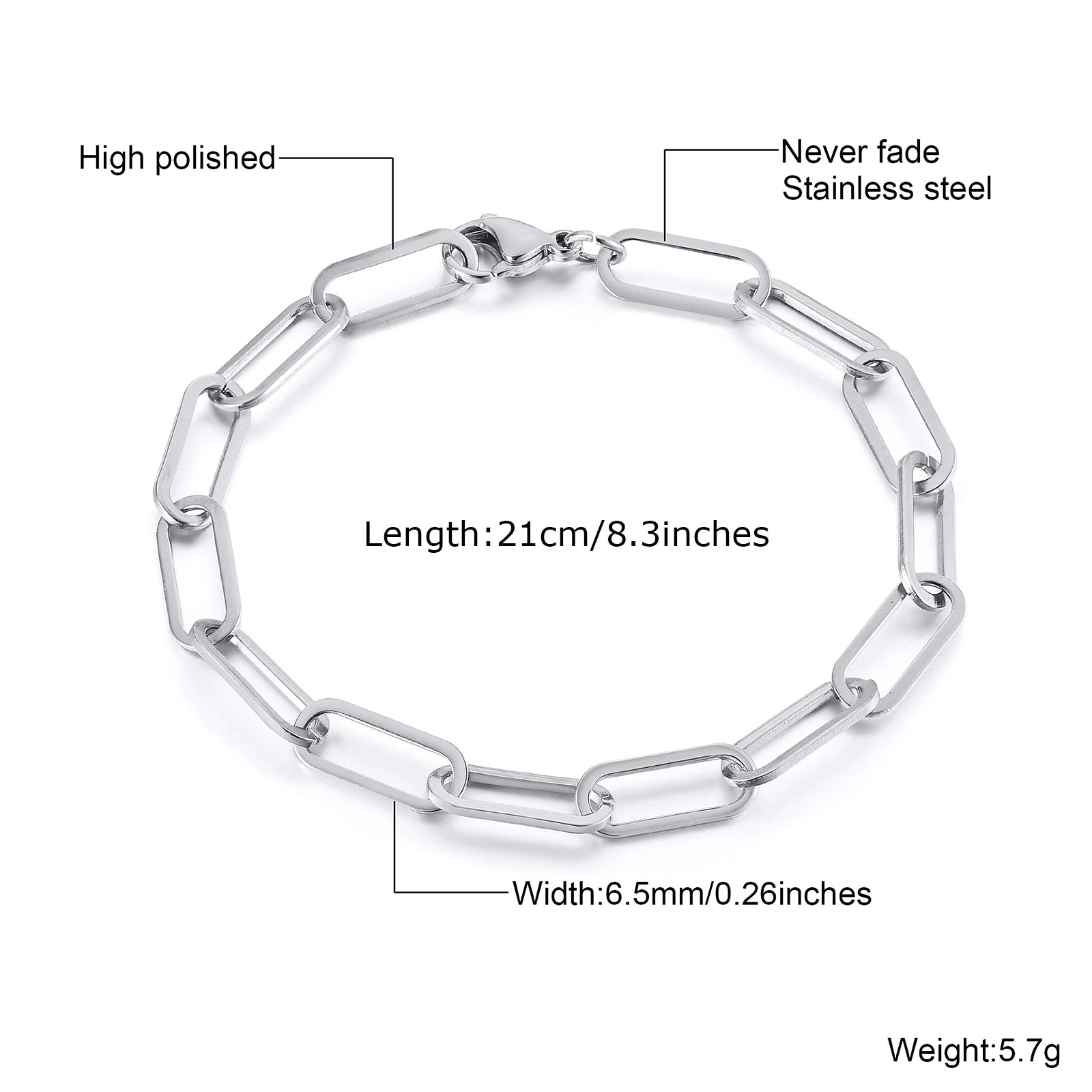 Stainless Steel Paperclip Chain Bracelet