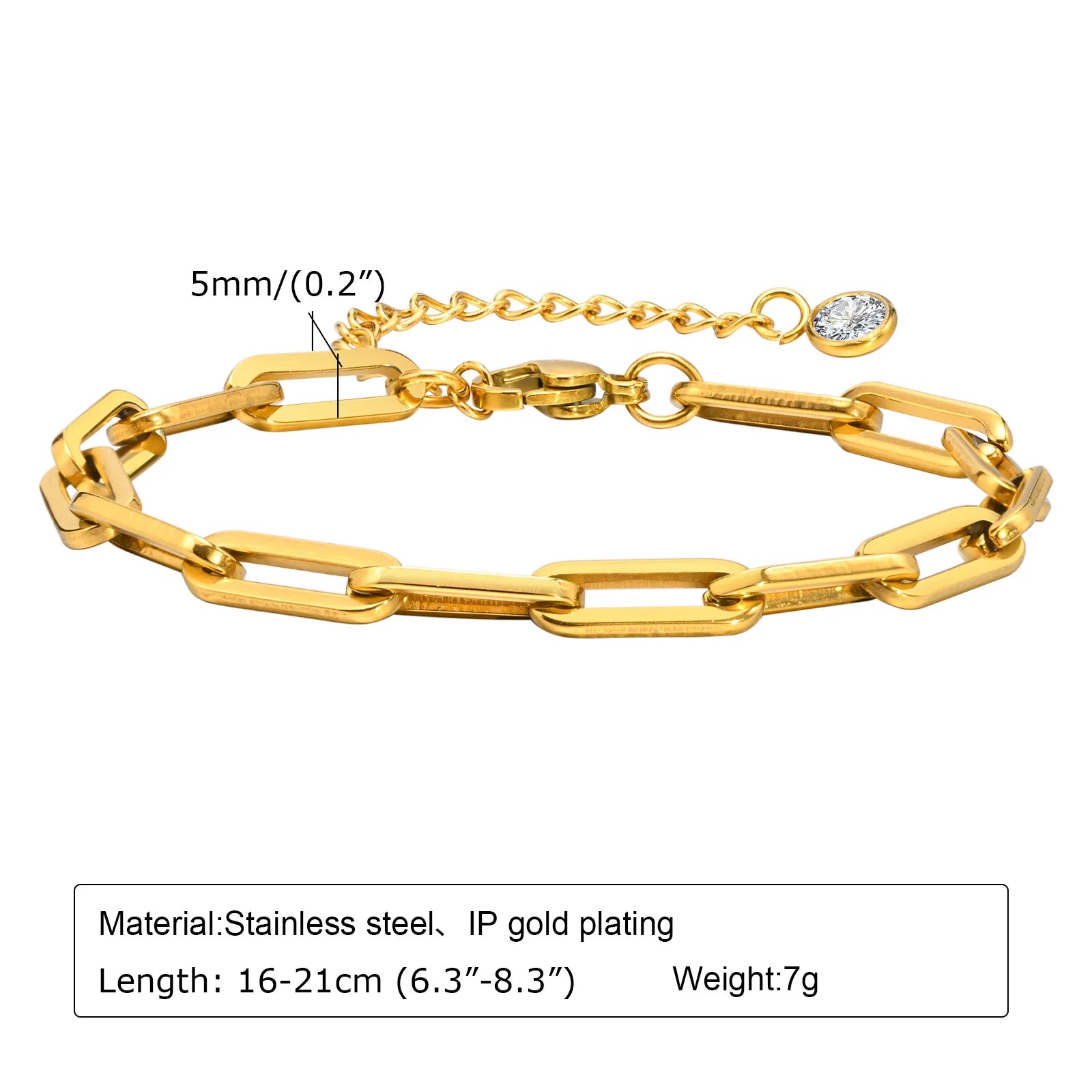 Stainless Steel Paperclip Chain Bracelet