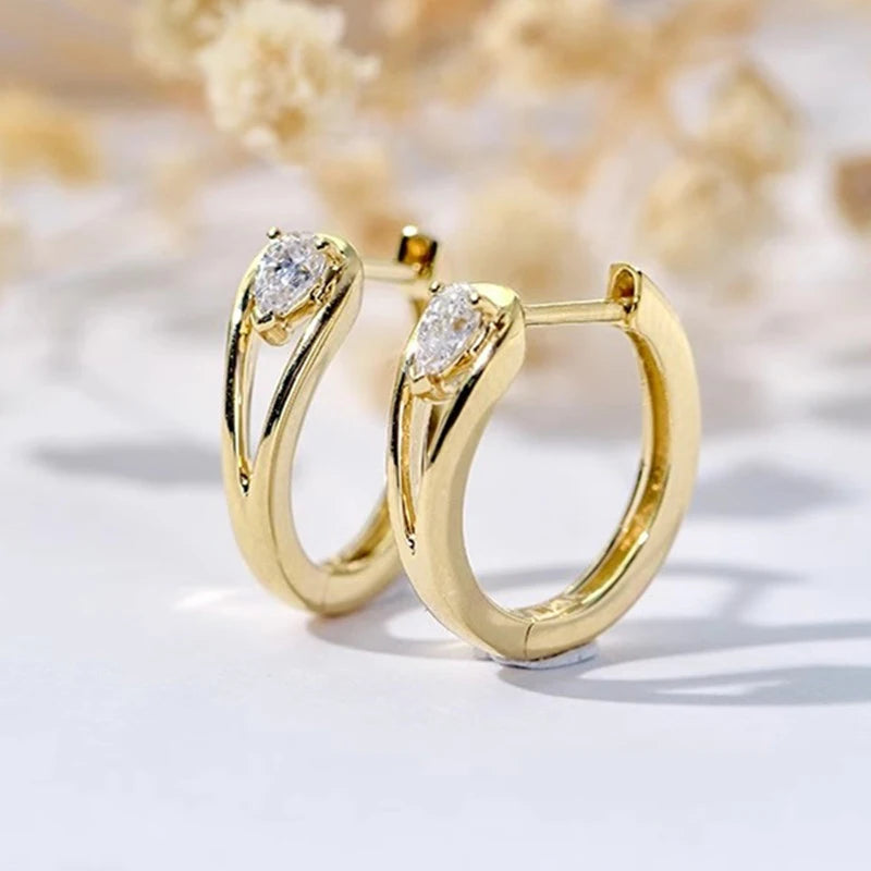 Women’s Hoop Earrings With Waterdrop Stone