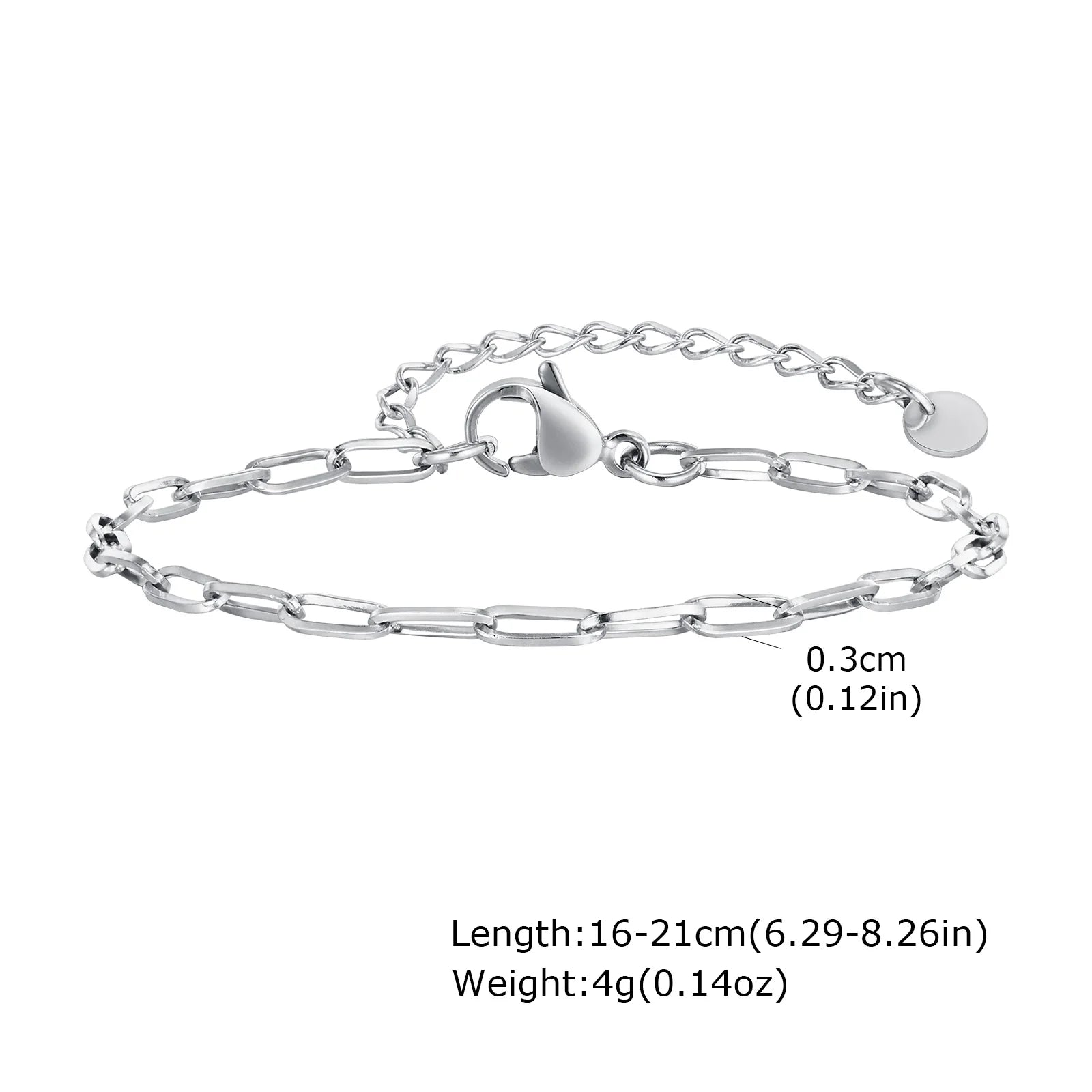 Stainless Steel Paperclip Chain Bracelet