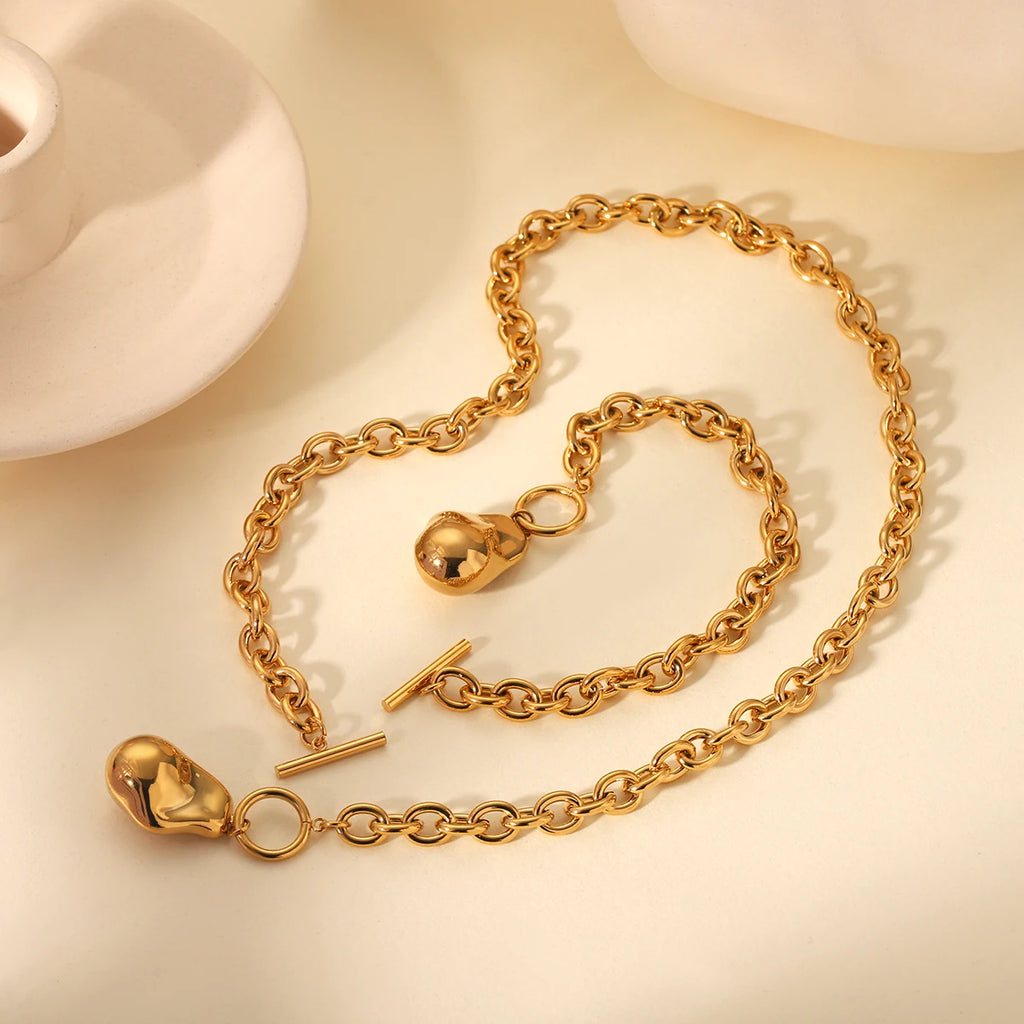 Baroque Style Gold Plated Jewelry Necklace And Bracelet Set