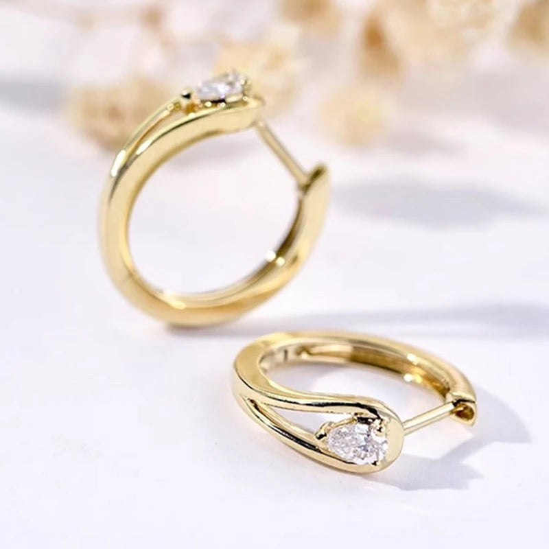 Women’s Hoop Earrings With Waterdrop Stone