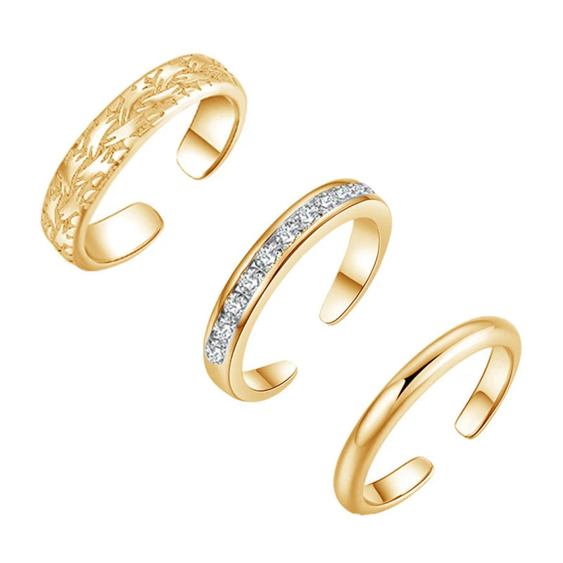 3 Pcs of 18K Gold Plated Toe Ring
