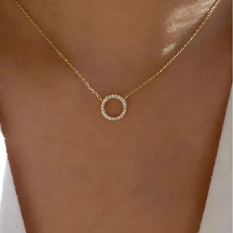 Simple Crystal Circle Pendant