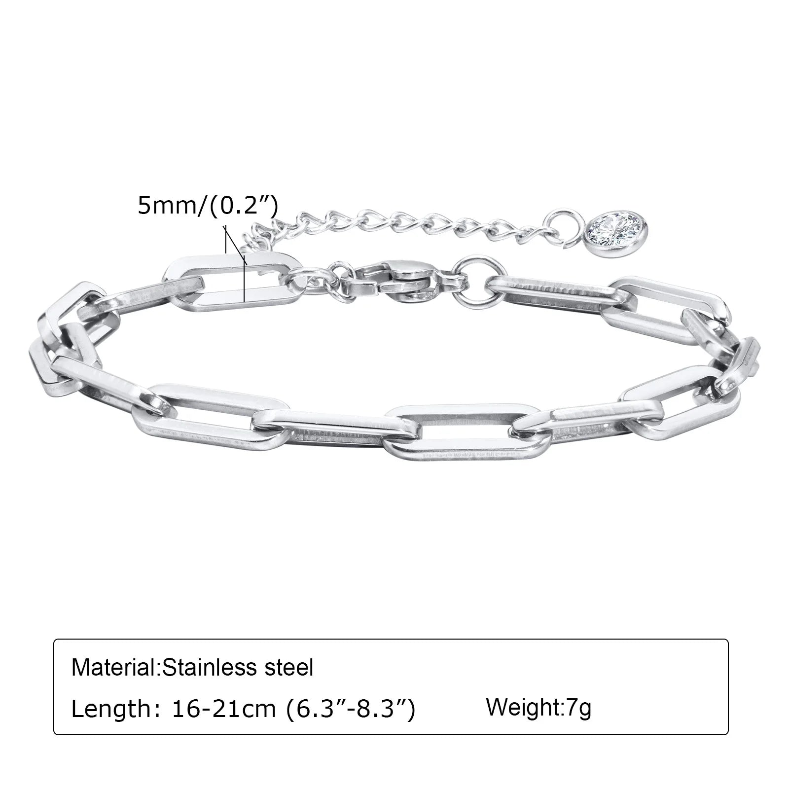 Stainless Steel Paperclip Chain Bracelet