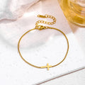 Stainless Steel Cross Bracelet for Women 18k Gold Plated