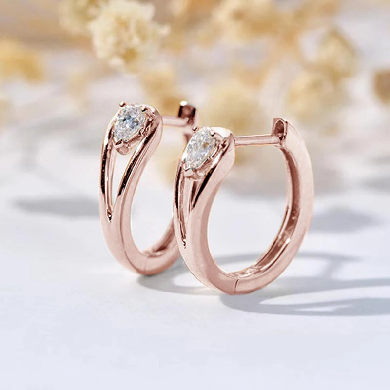 Women’s Hoop Earrings With Waterdrop Stone