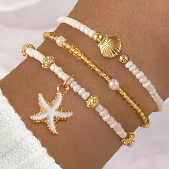 Ocean Pearl Beaded Layered Bracelets