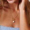 Gold Filled Chain Necklace With Silver Pearl
