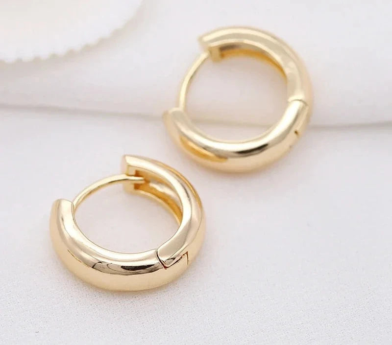 Gold Plated Round Hoop Earrings For Women