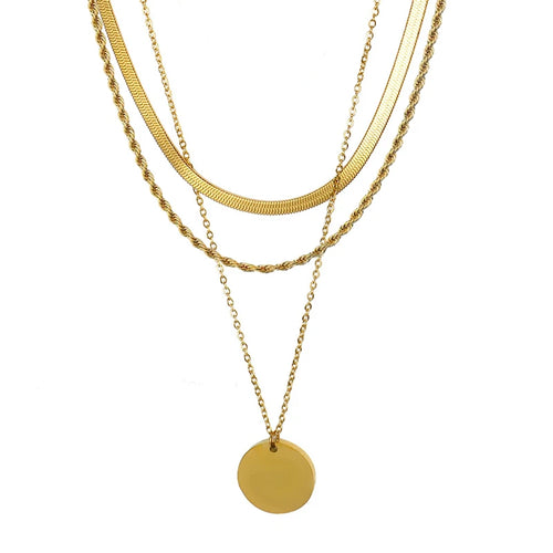 3 Pcs Layered 18k Gold Necklace