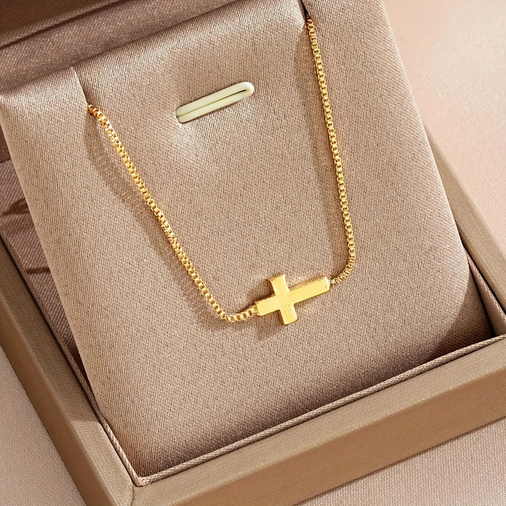 Dainty 18K Gold Plated Cross Necklace