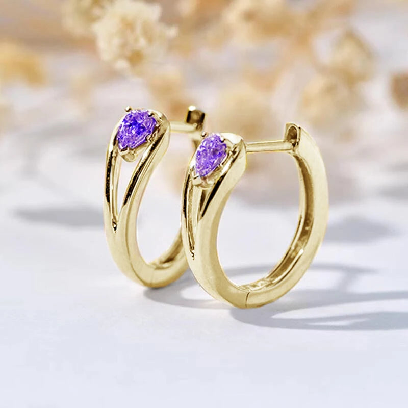 Women’s Hoop Earrings With Waterdrop Stone