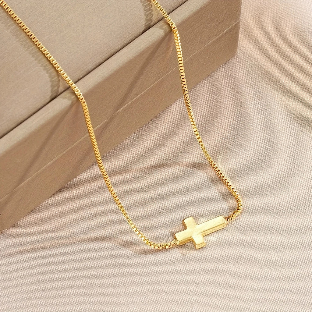 Dainty 18K Gold Plated Cross Necklace
