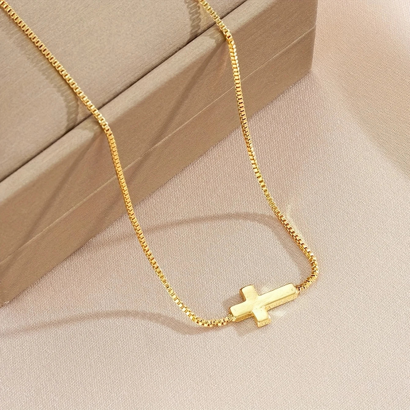 Dainty 18K Gold Plated Cross Necklace