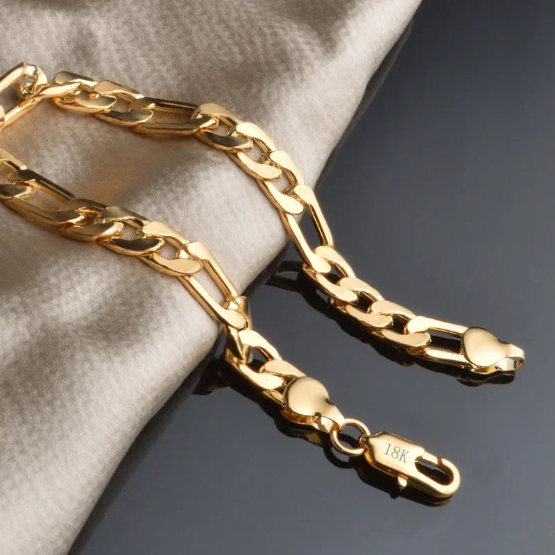 18k Gold 8mm Geometry Chain Bracelet
