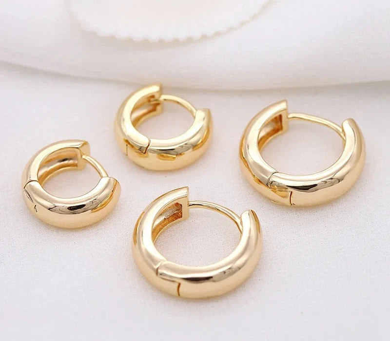 Gold Plated Round Hoop Earrings For Women