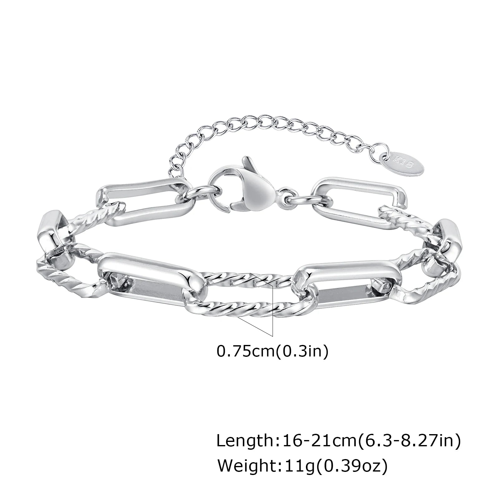 Stainless Steel Paperclip Chain Bracelet