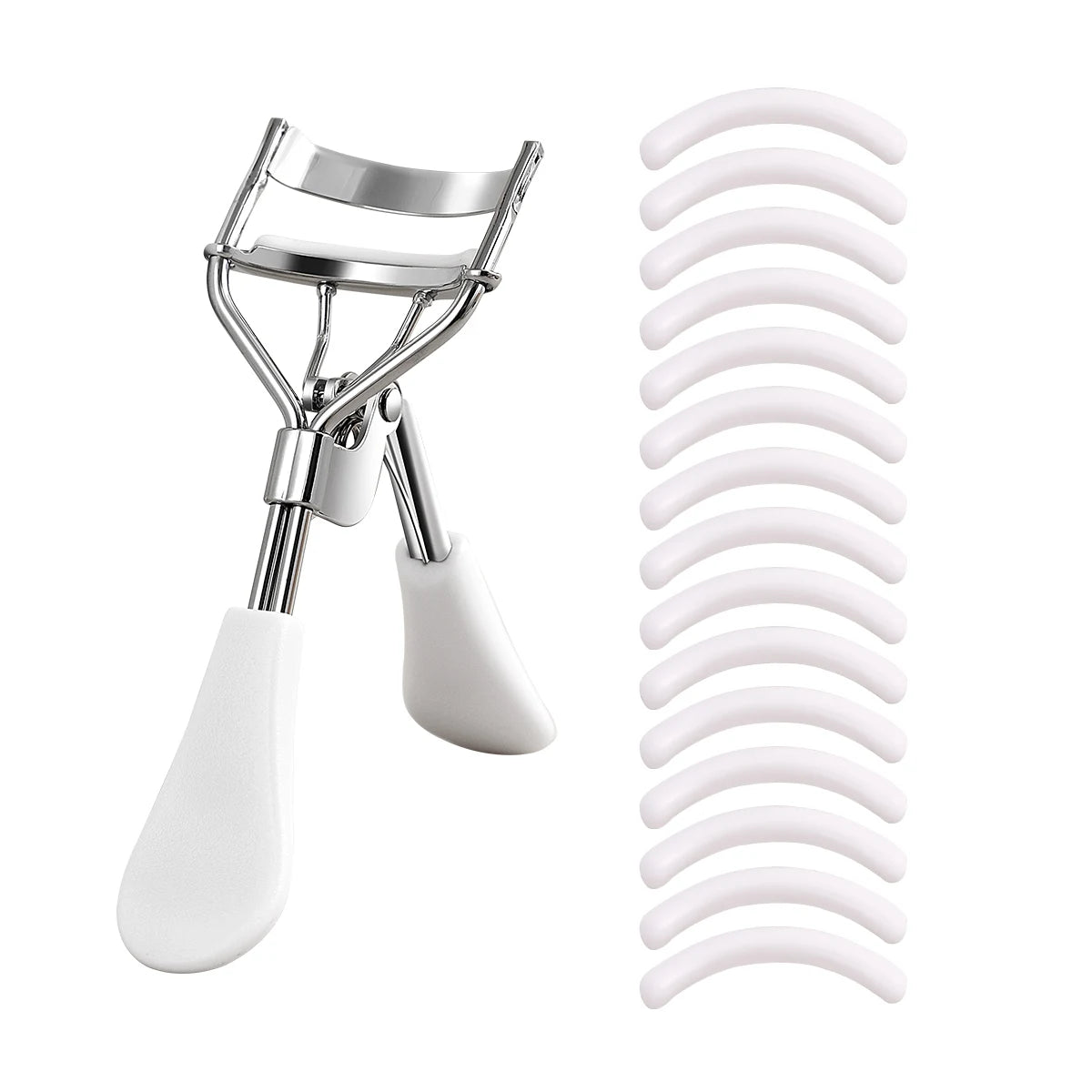 Portable Eyelash Curler with 15 Silicone Pads and Stainless Steel