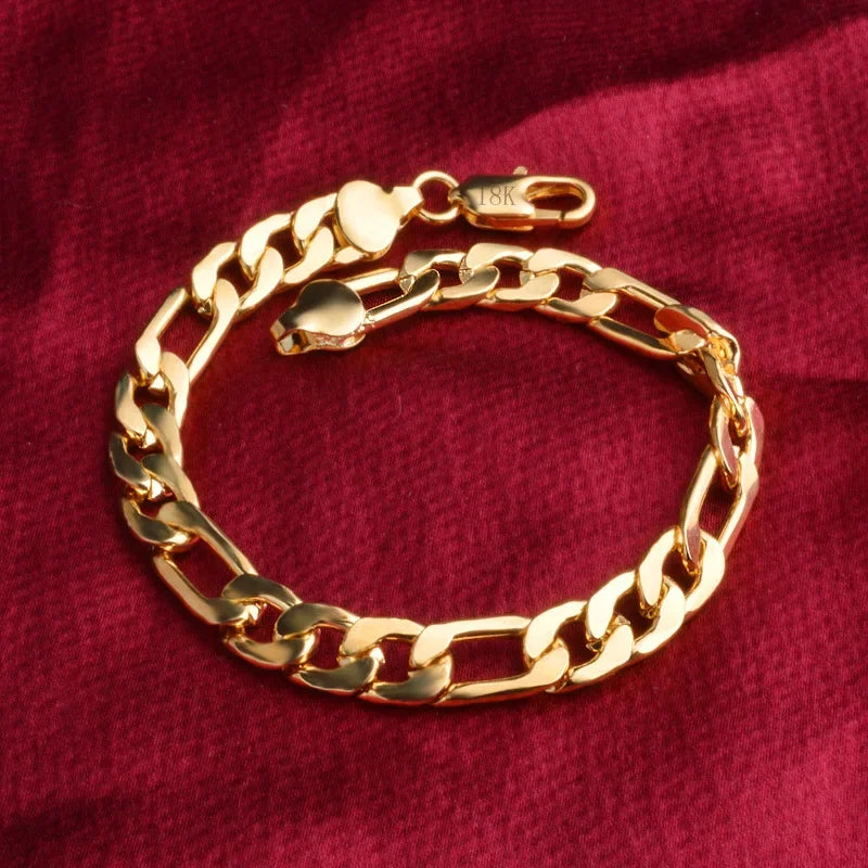 18k Gold 8mm Geometry Chain Bracelet