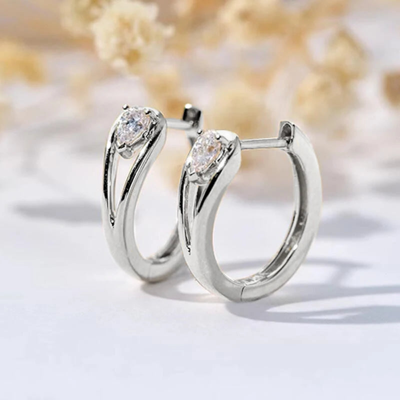 Women’s Hoop Earrings With Waterdrop Stone