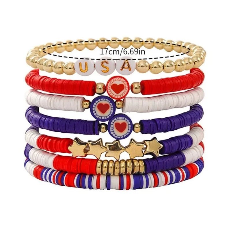 3-7pc 4th of July Outfits Bracelets